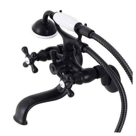 Kingston Brass KS225MB Tub Wall Mount Clawfoot Tub Faucet with Hand Shower, Matte Black KS225MB